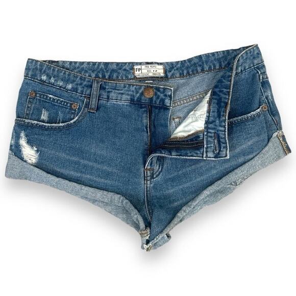 Free People - Denim Mini Cutoff Shorts - Picture 9 of 9